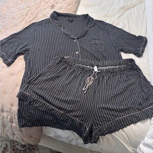 Cosabella plus size Pajama Set charcoal gray and pink